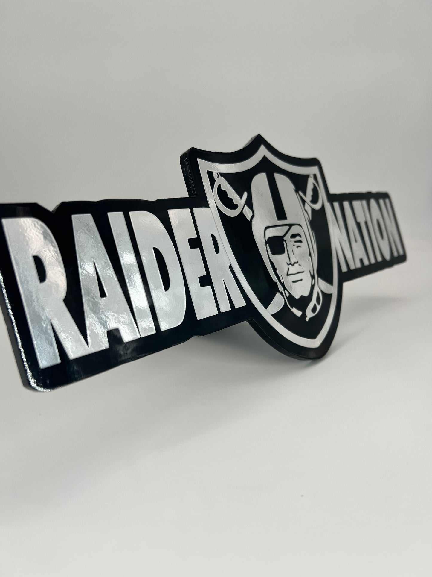 Chrome Raider nation font shield hitch cover