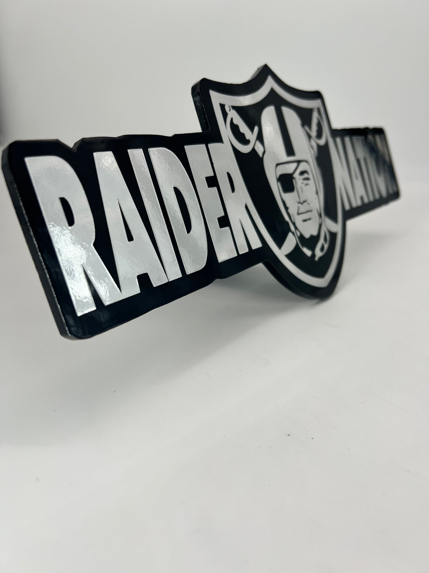 Chrome Raider nation font shield hitch cover